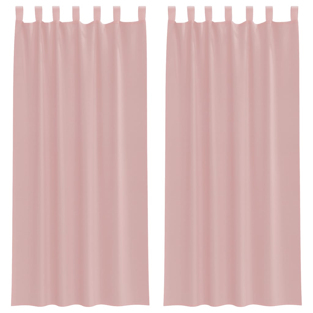 Voile gardiner med stanglommer 2 stk rosa