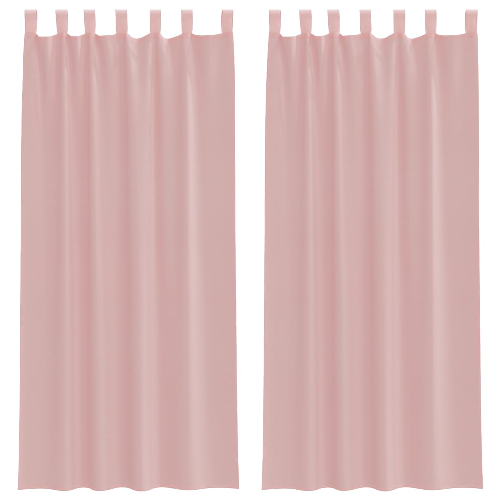 Voile gardiner med stanglommer 2 stk rosa