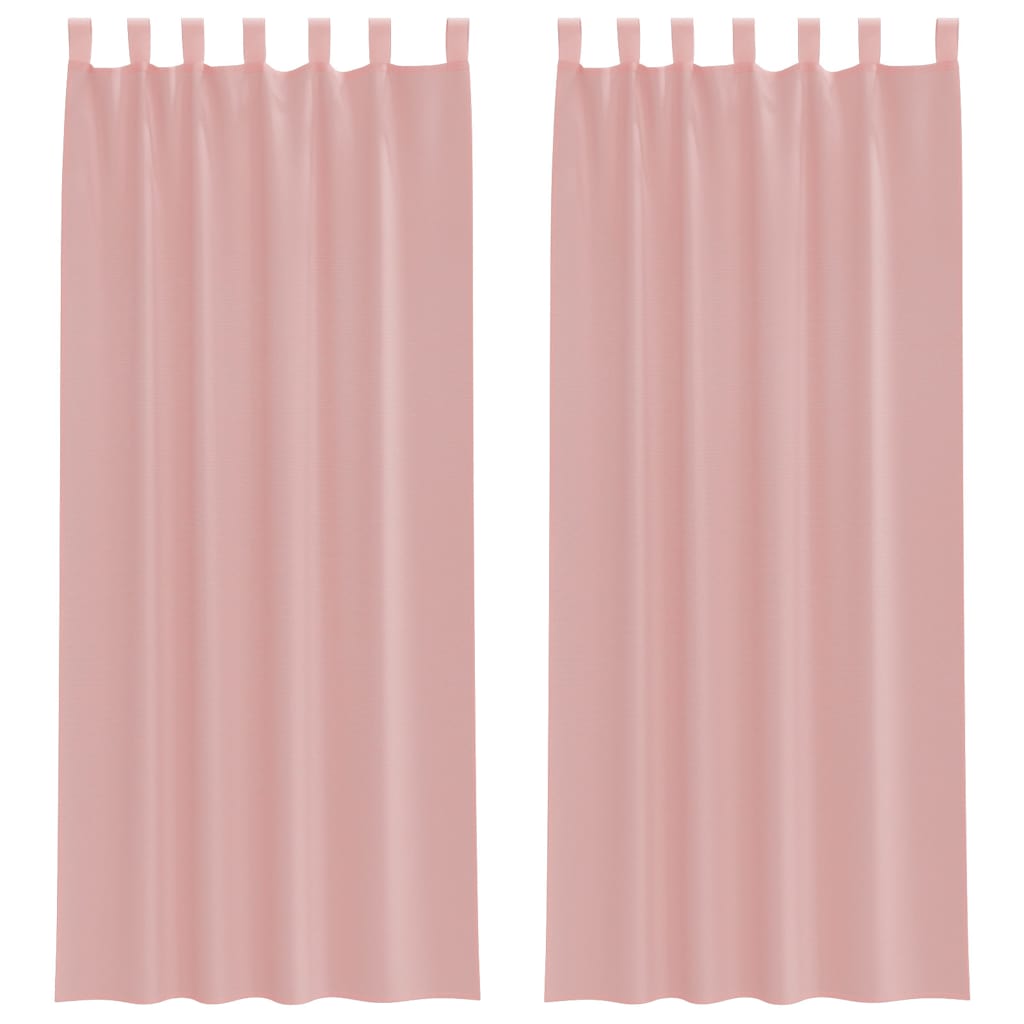 Voile gardiner med stanglommer 2 stk rosa