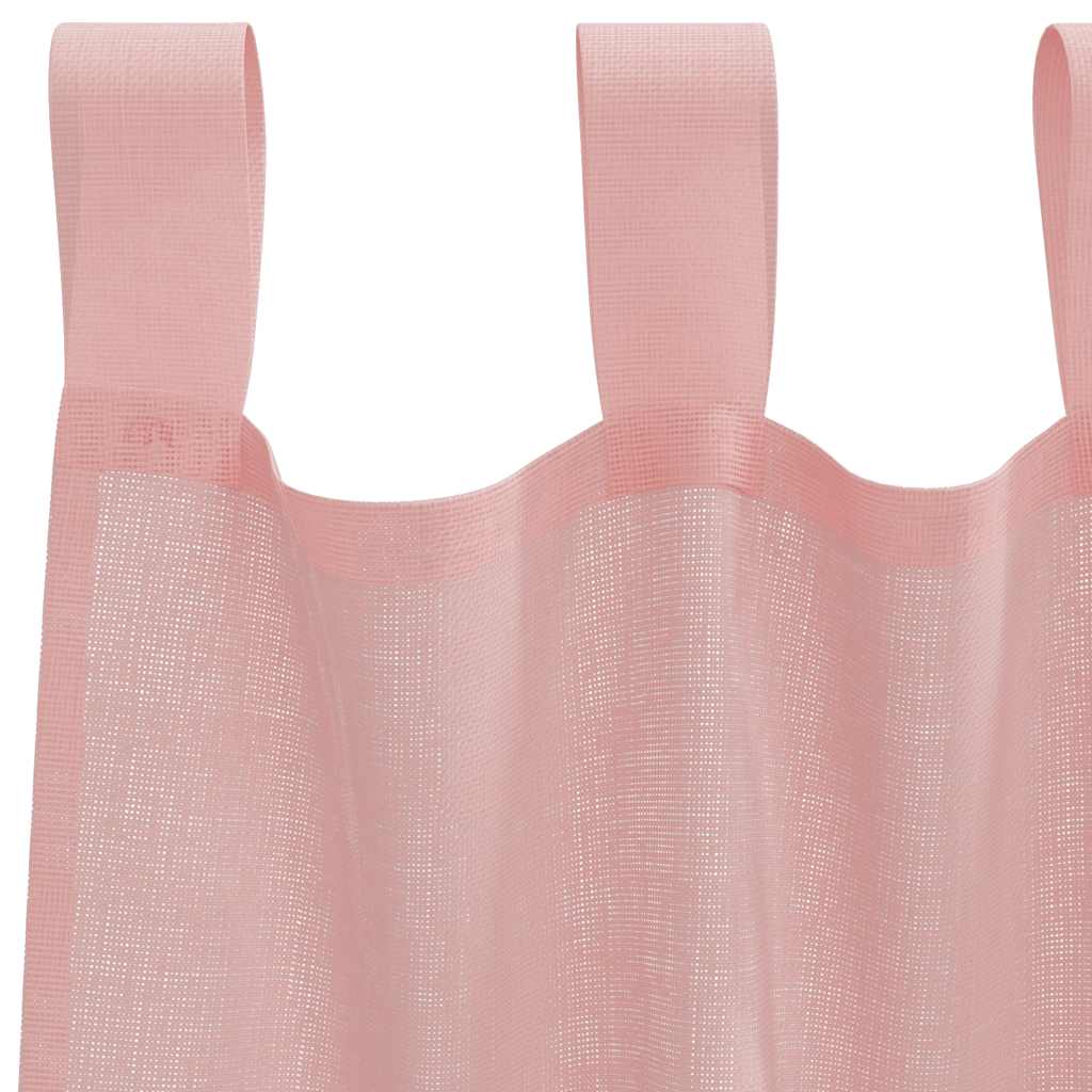 Voile gardiner med stanglommer 2 stk rosa