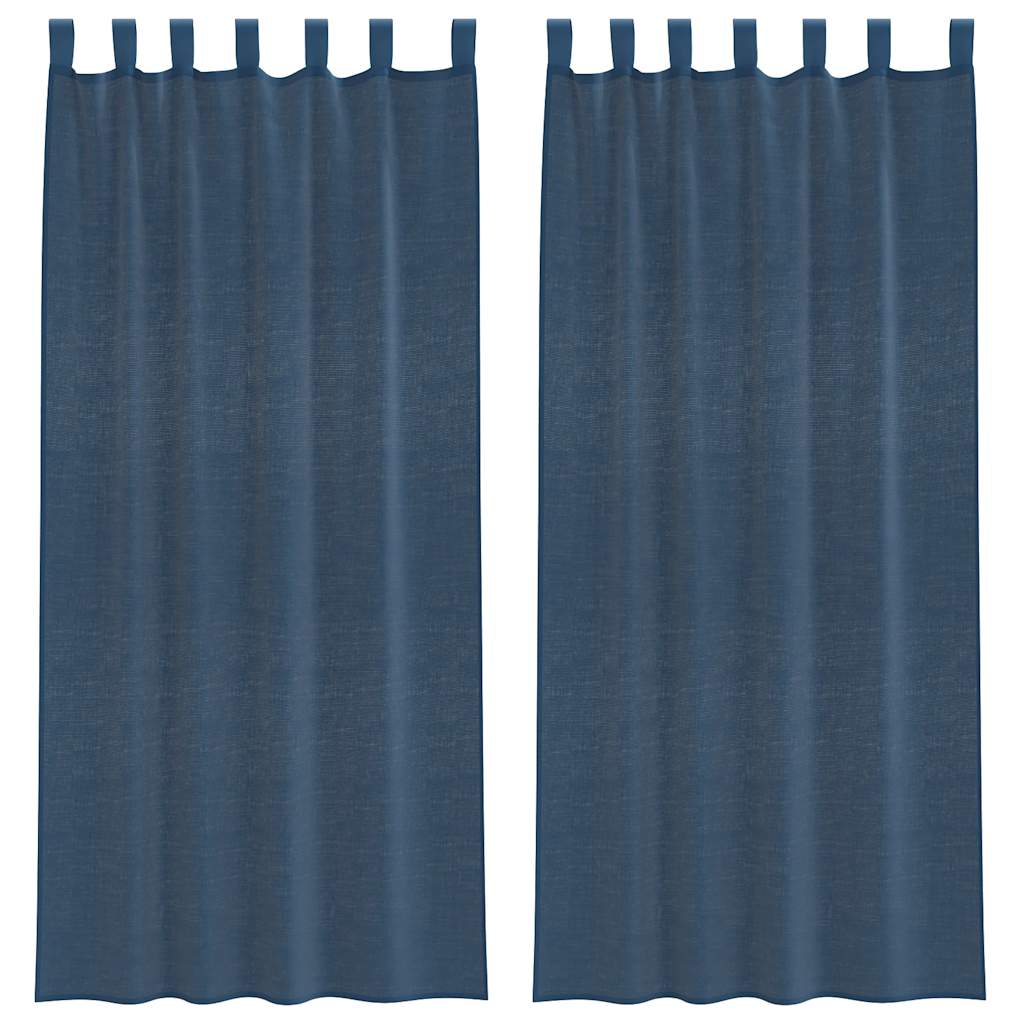 Voile gardiner med stanglommer 2 stk kongeblå
