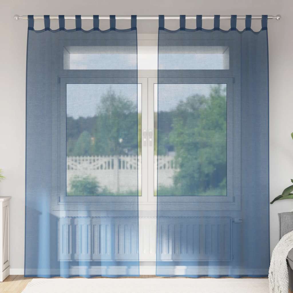 Voile gardiner med stanglommer 2 stk kongeblå
