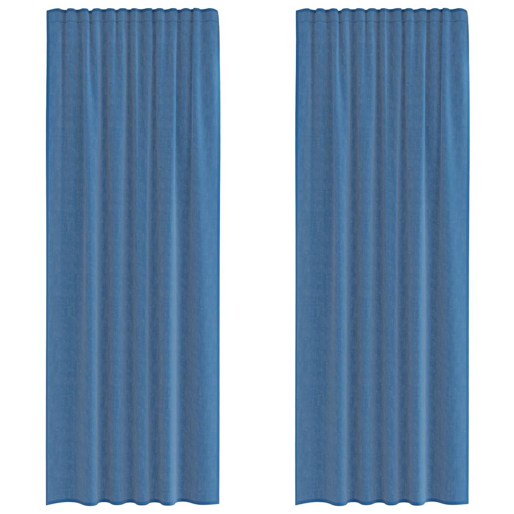 Voile gardiner med stanglommer 2 stk kongeblå