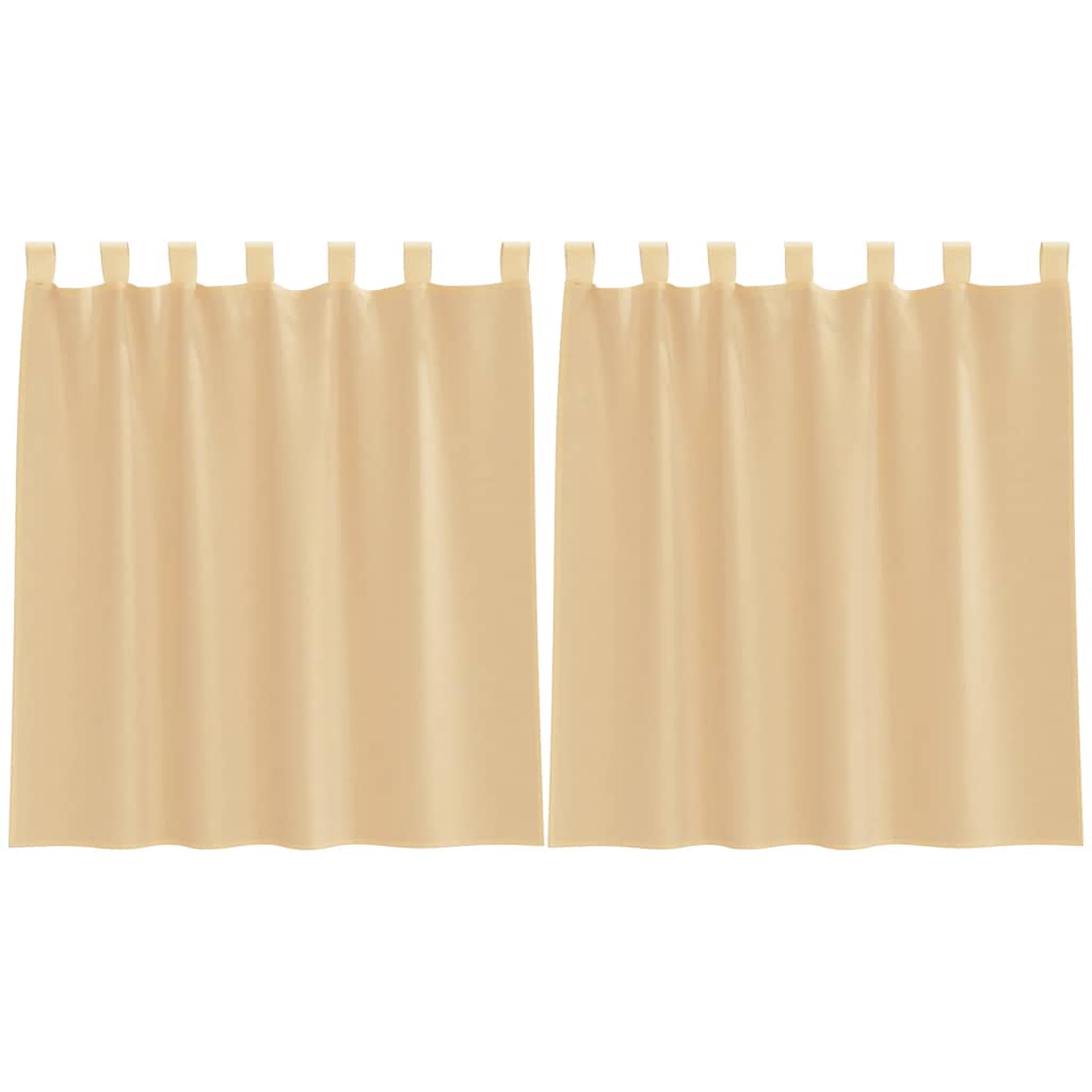 Voile gardiner med stanglommer 2 stk sand