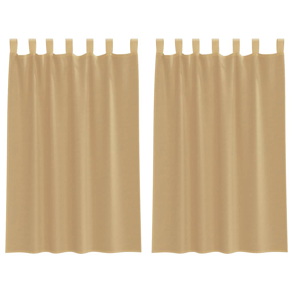 Voile gardiner med stanglommer 2 stk sand