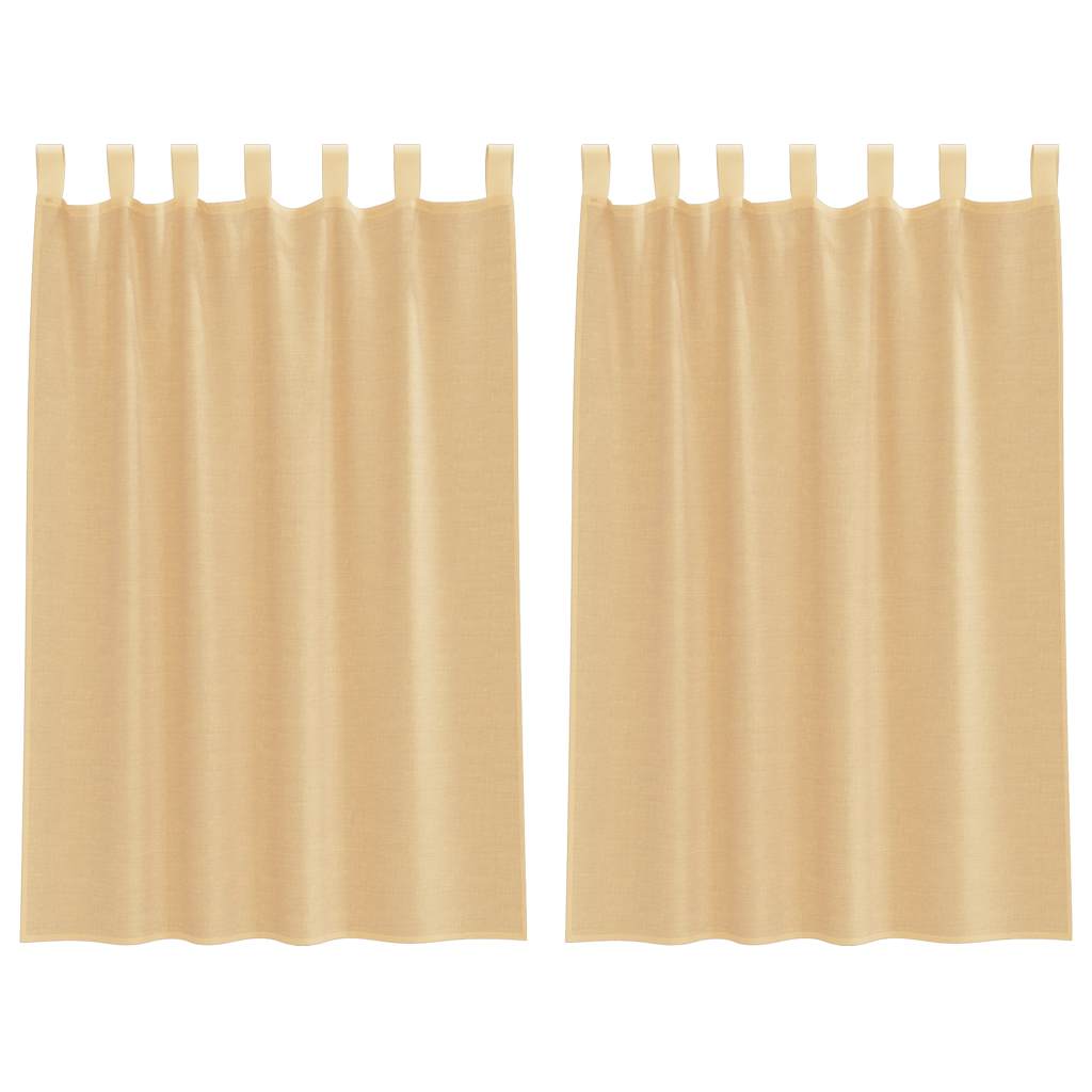Voile gardiner med stanglommer 2 stk sand