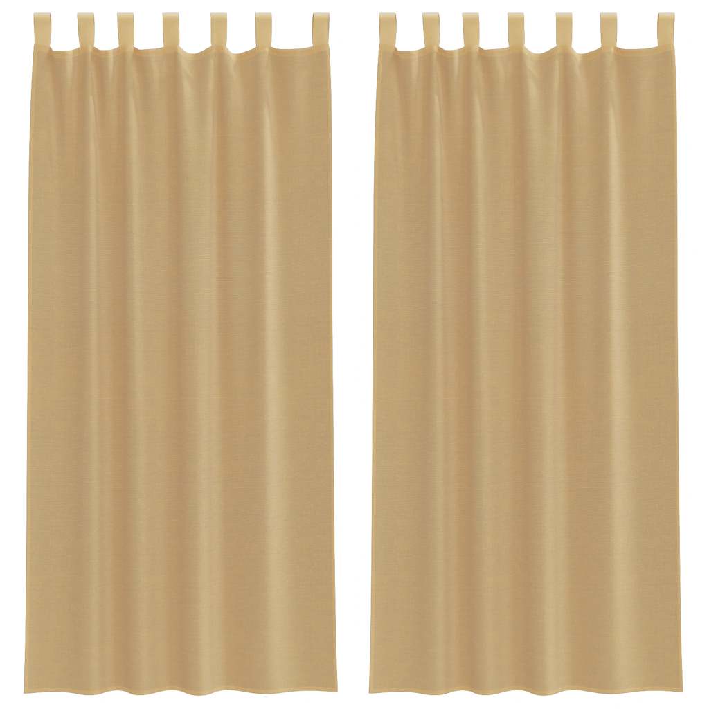 Voile gardiner med stanglommer 2 stk sand
