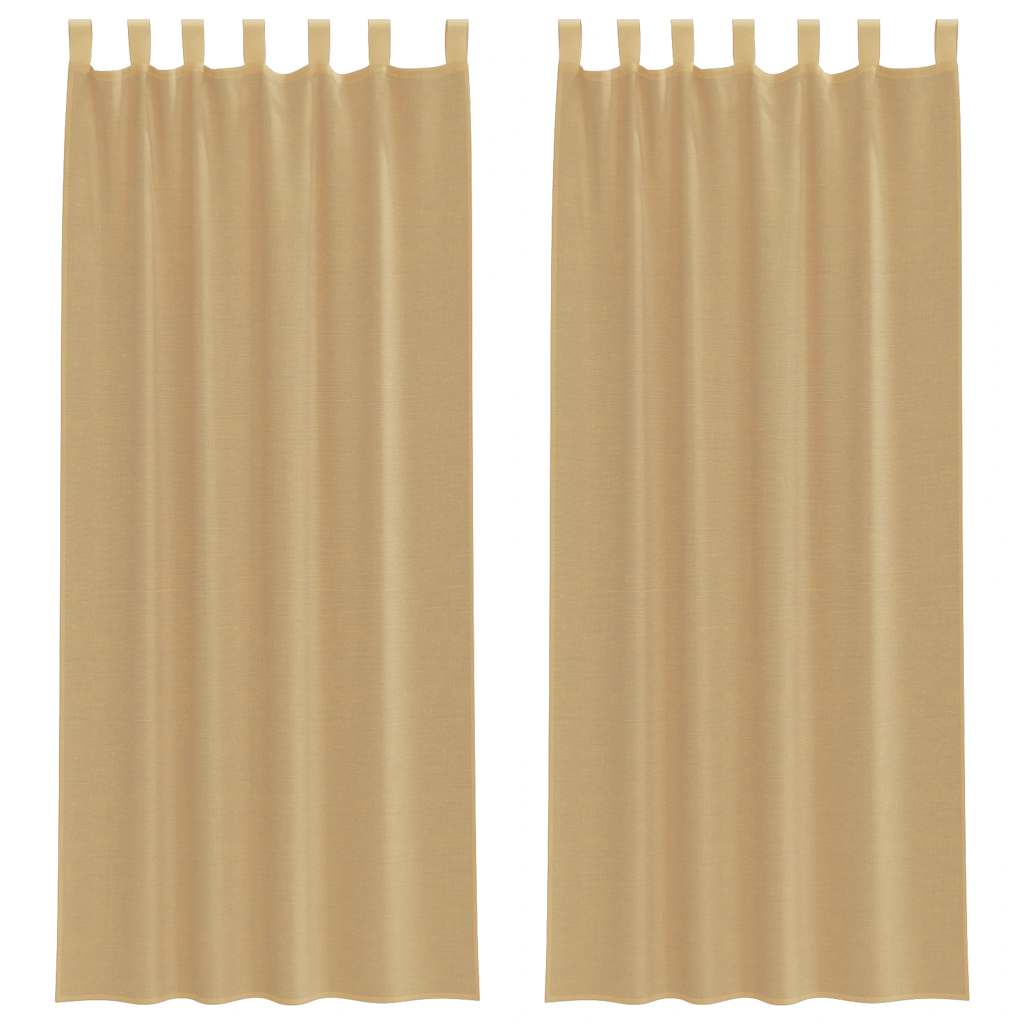 Voile gardiner med stanglommer 2 stk sand