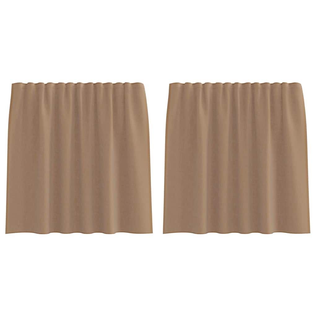 Voile gardiner med stanglommer 2 stk lysebrun