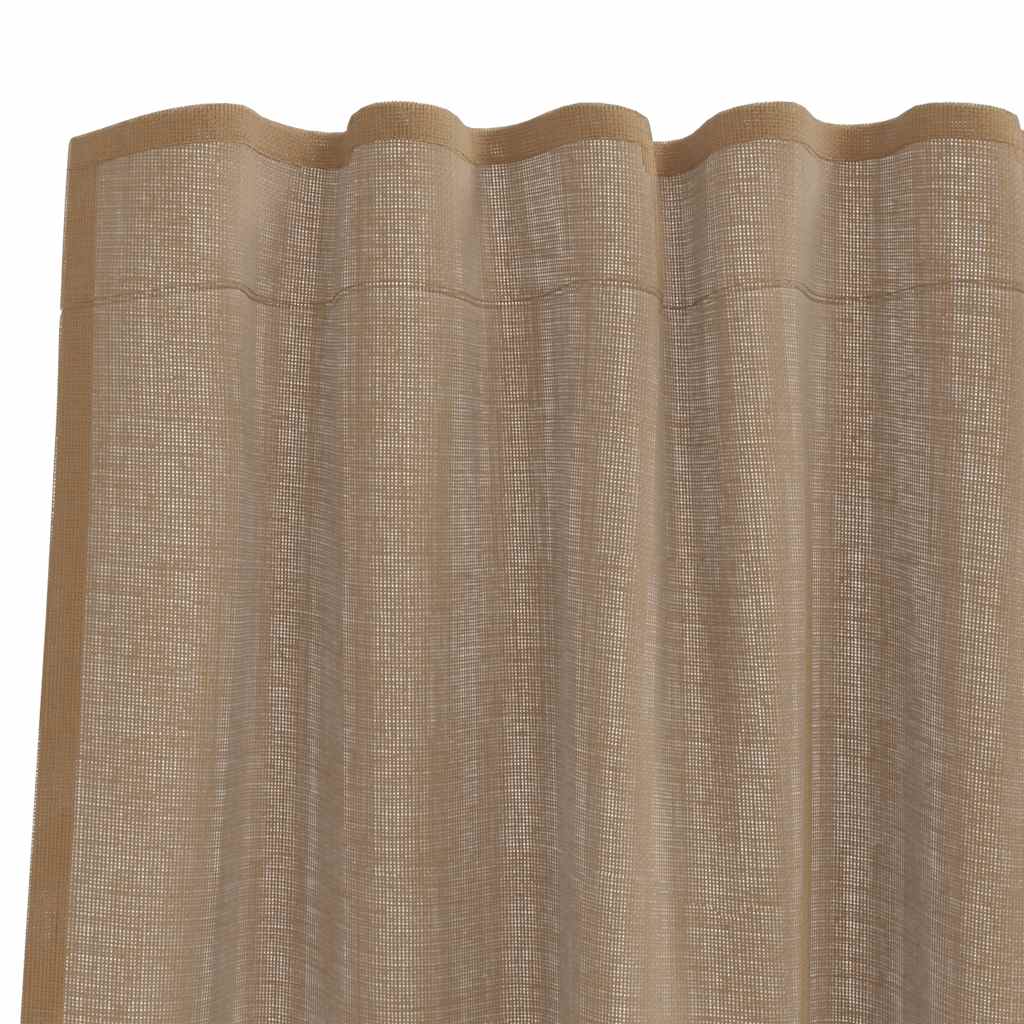 Voile gardiner med stanglommer 2 stk lysebrun