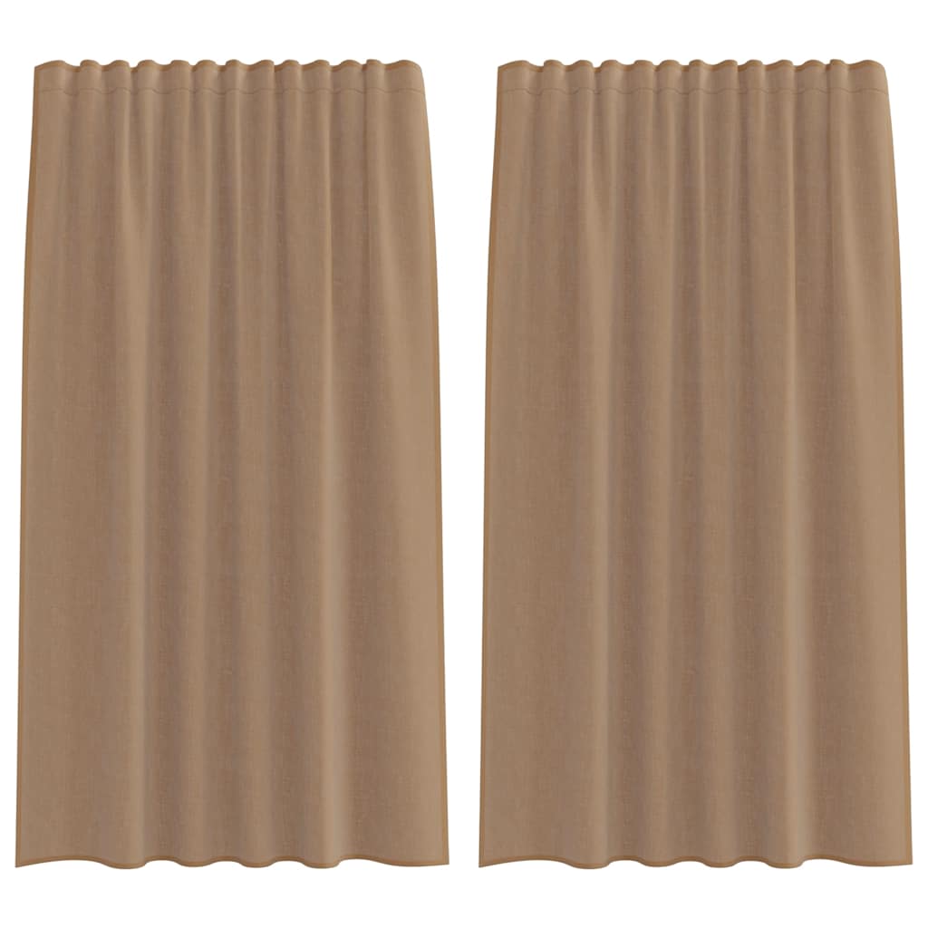 Voile gardiner med stanglommer 2 stk lysebrun