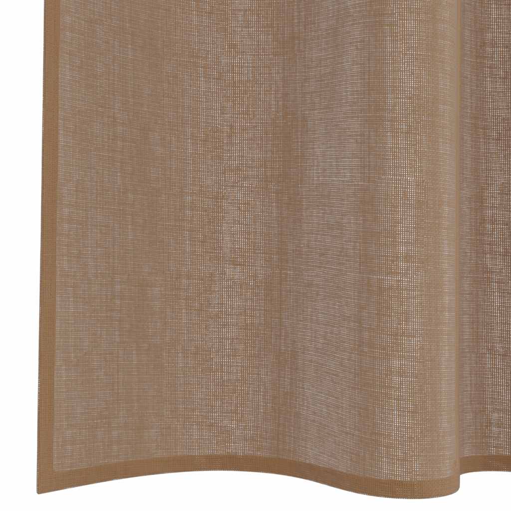 Voile gardiner med stanglommer 2 stk lysebrun