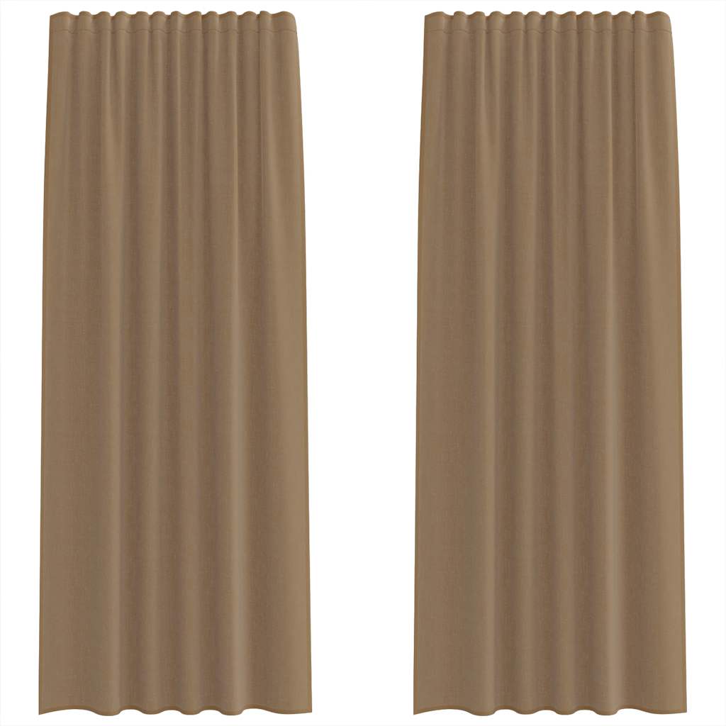 Voile gardiner med stanglommer 2 stk lysebrun