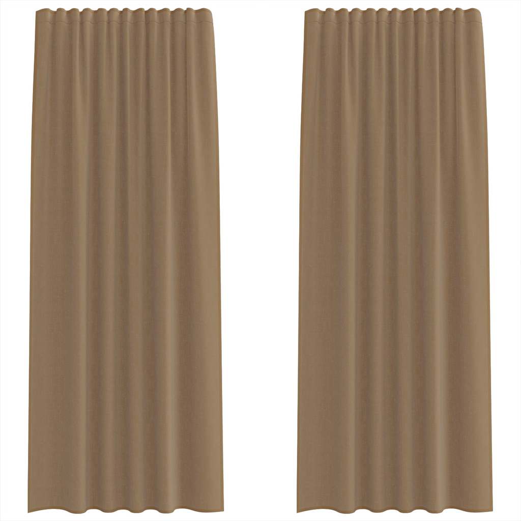 Voile gardiner med stanglommer 2 stk lysebrun