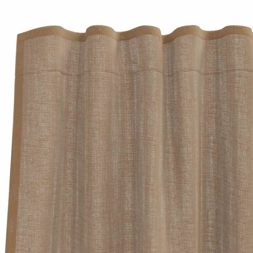 Voile gardiner med stanglommer 2 stk lysebrun