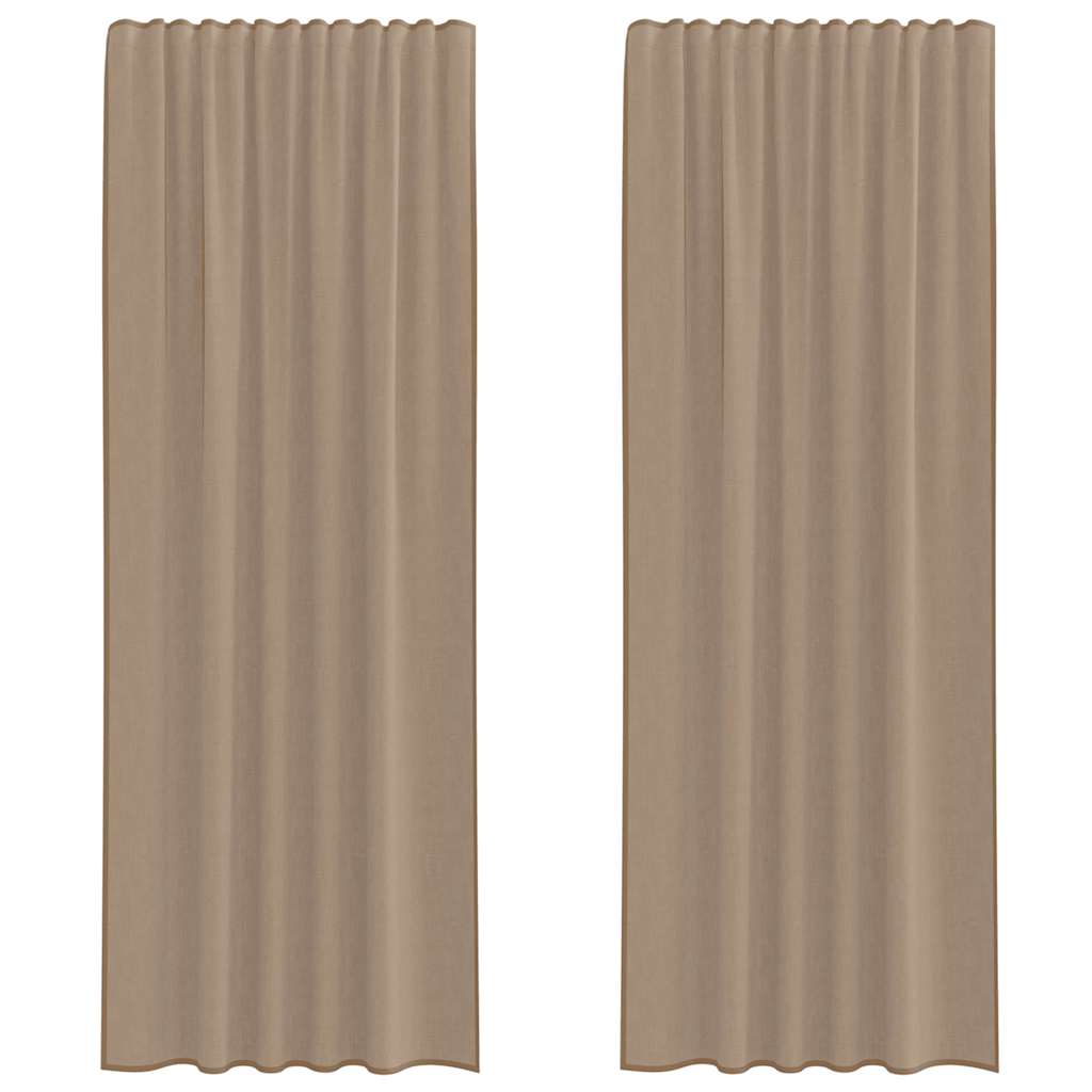 Voile gardiner med stanglommer 2 stk lysebrun