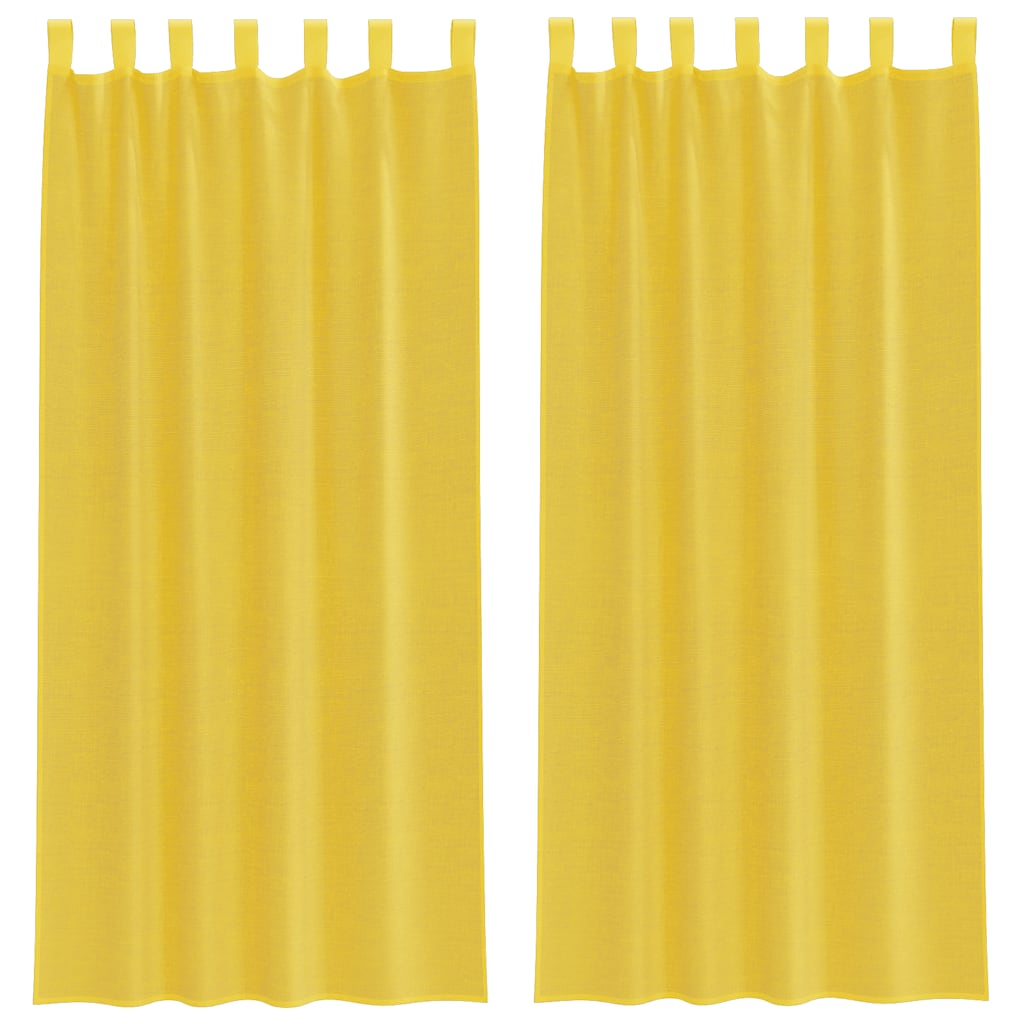 Voile gardiner med stanglommer 2 stk gul