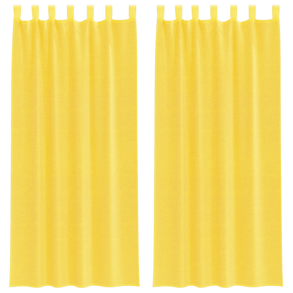 Voile gardiner med stanglommer 2 stk gul