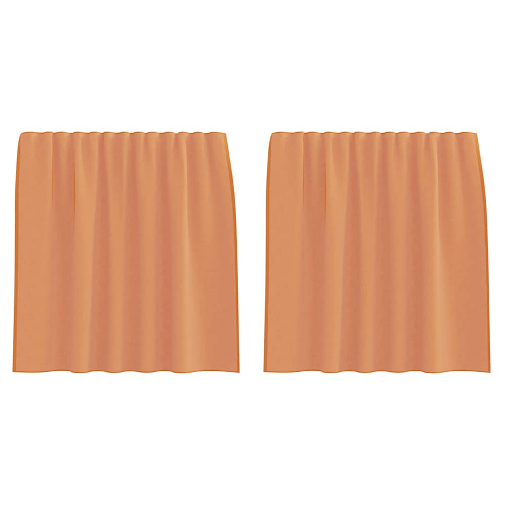 Voile gardiner med stanglommer 2 stk terrakotta