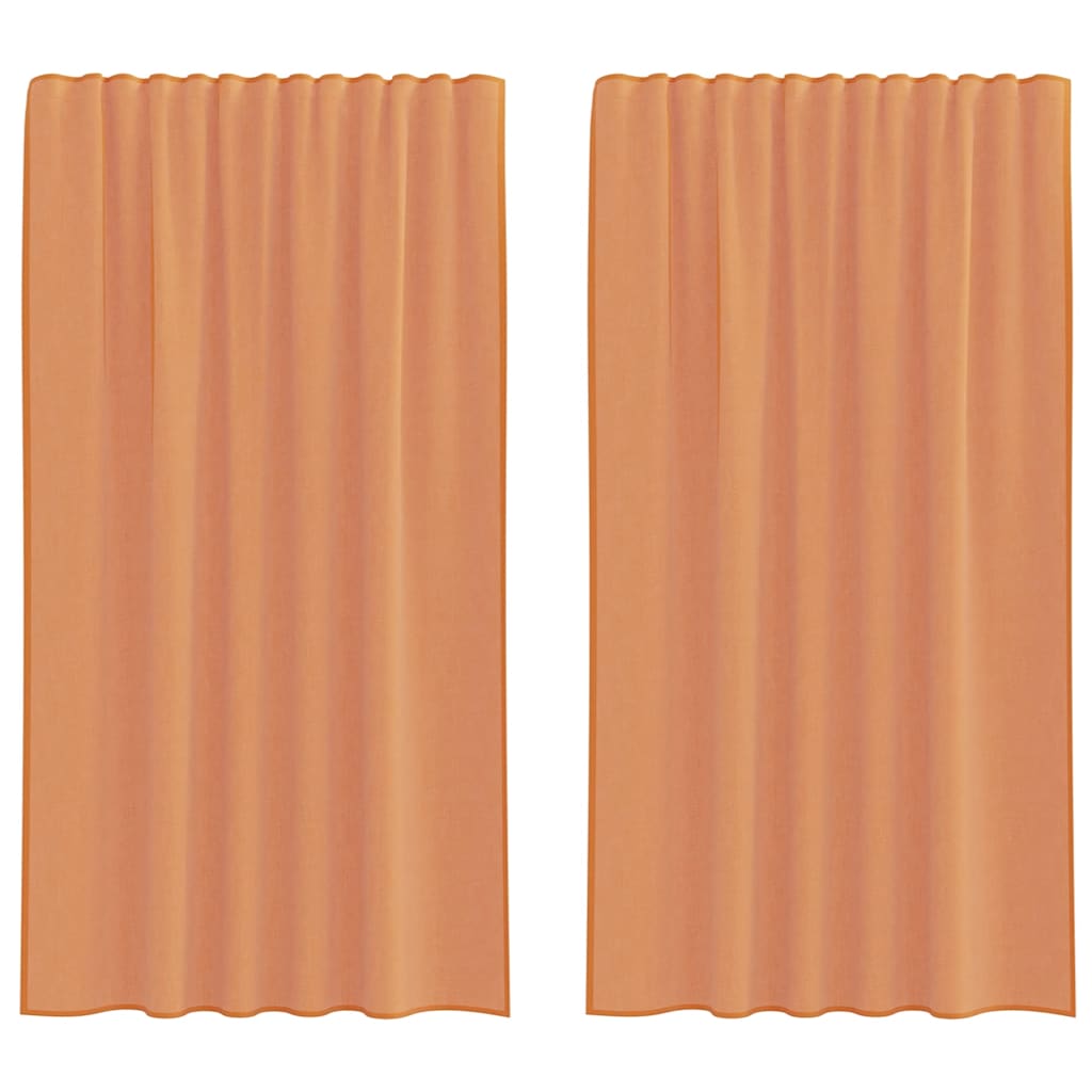 Voile gardiner med stanglommer 2 stk terrakotta
