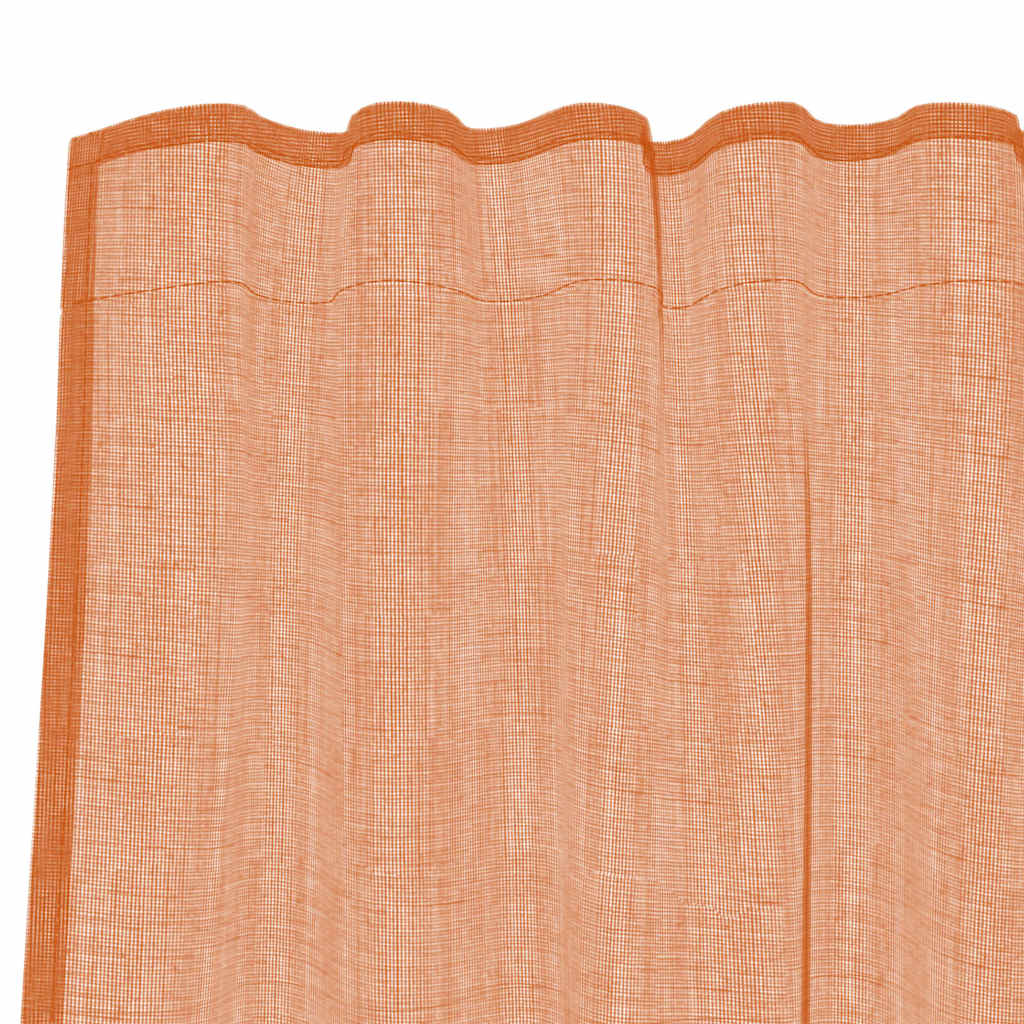 Voile gardiner med stanglommer 2 stk terrakotta