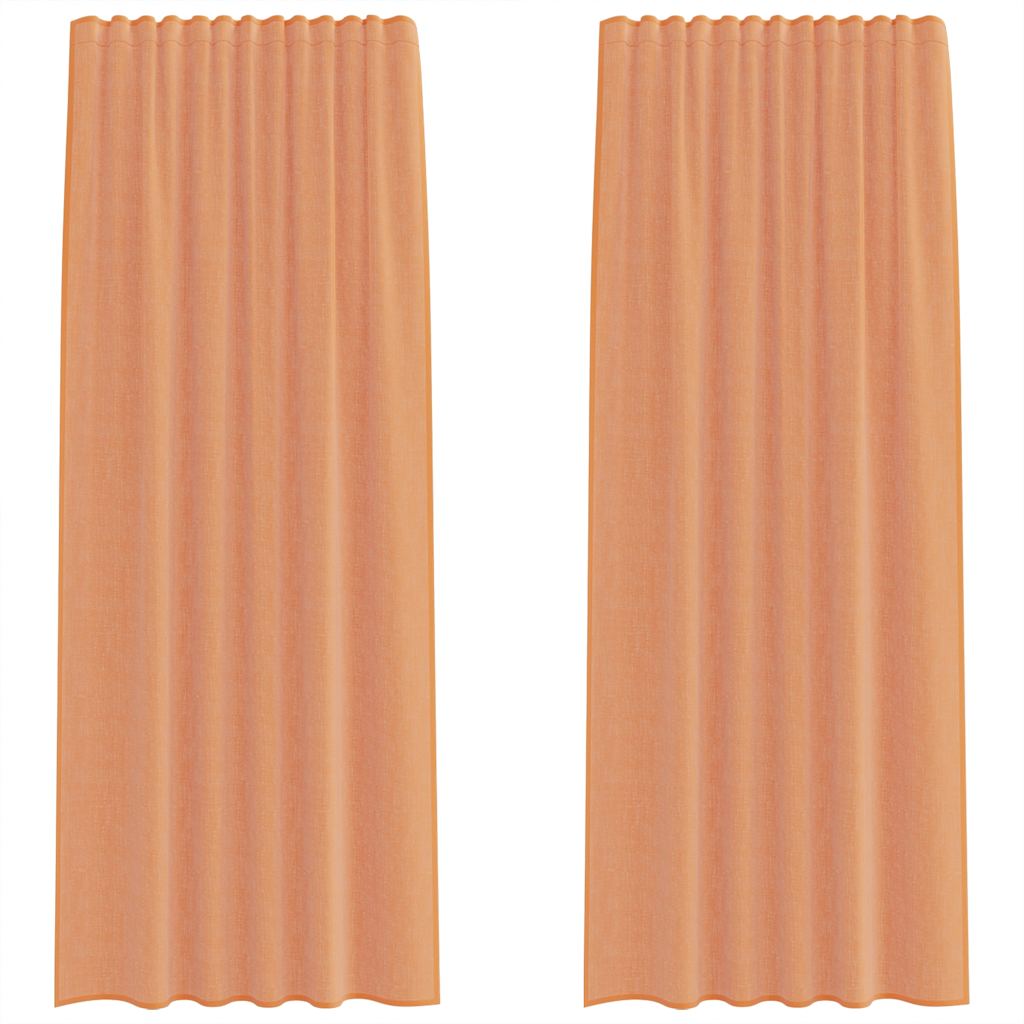 Voile gardiner med stanglommer 2 stk terrakotta