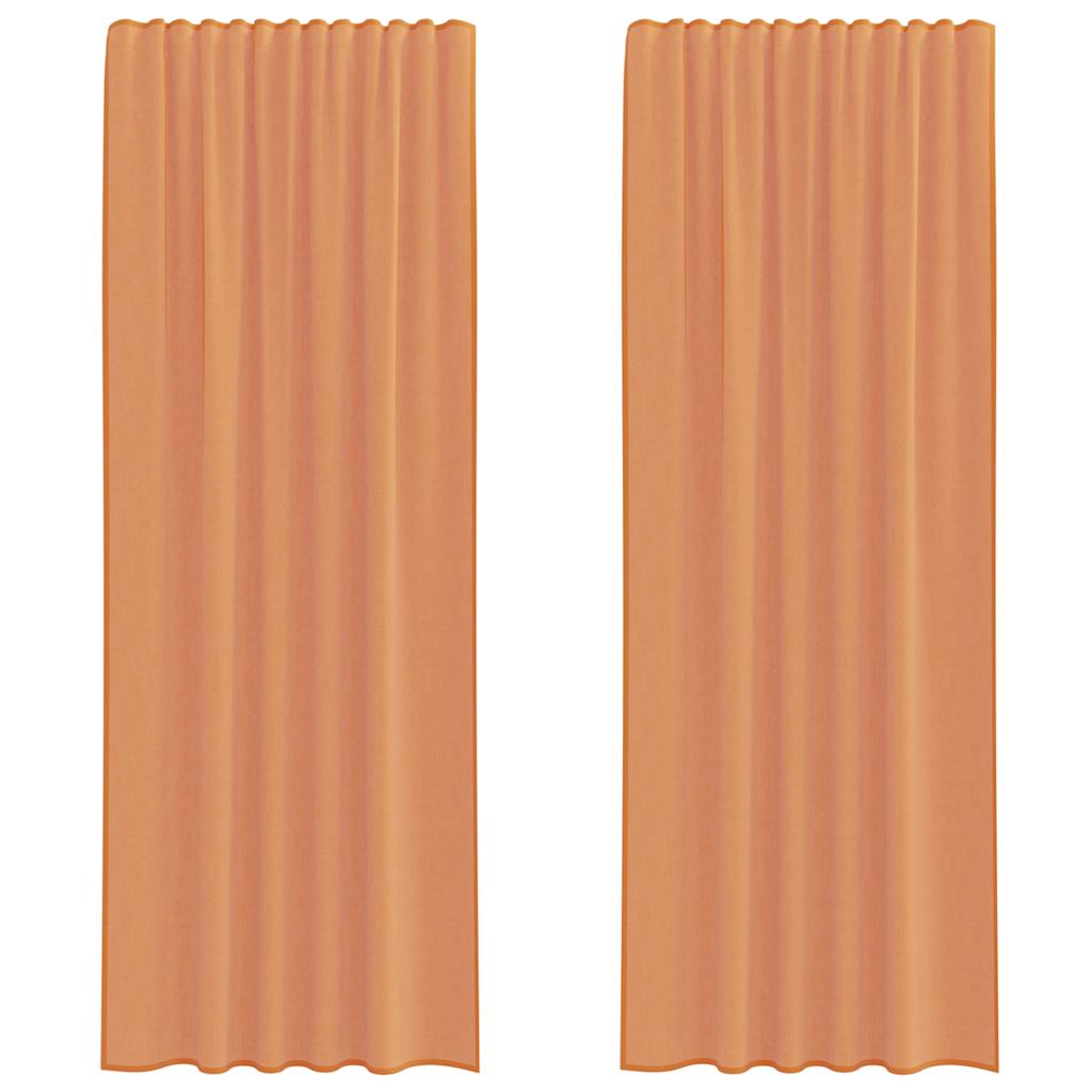 Voile gardiner med stanglommer 2 stk terrakotta