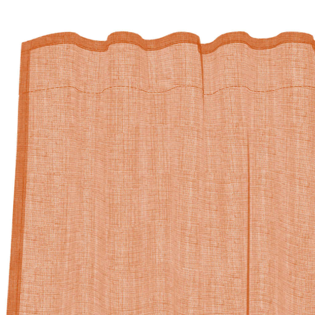 Voile gardiner med stanglommer 2 stk terrakotta