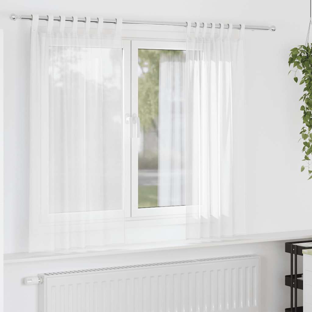 Voile gardiner med stanglommer 2 stk hvit