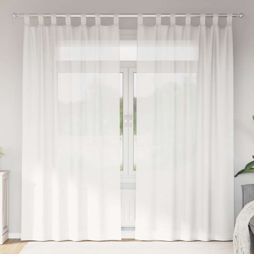 Voile gardiner med stanglommer 2 stk hvit
