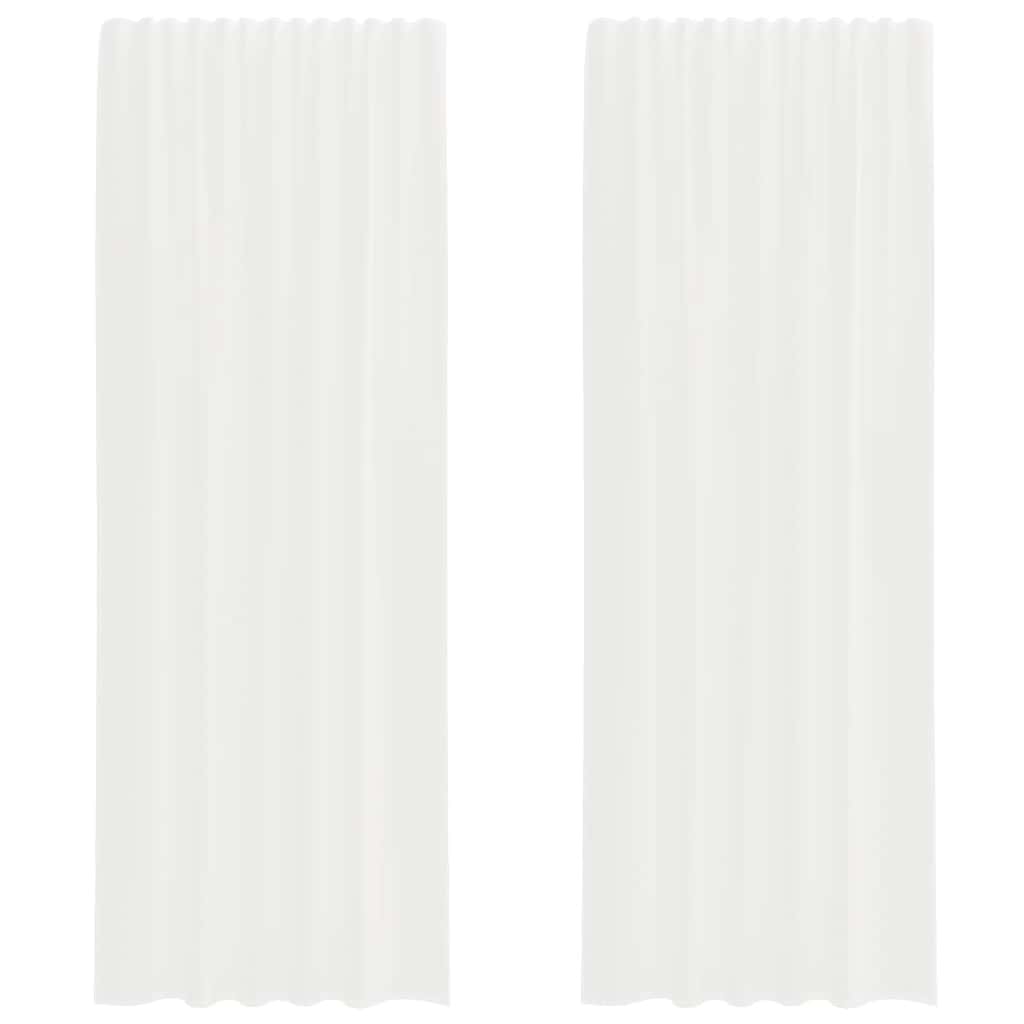 Voile gardiner med stanglommer 2 stk hvit