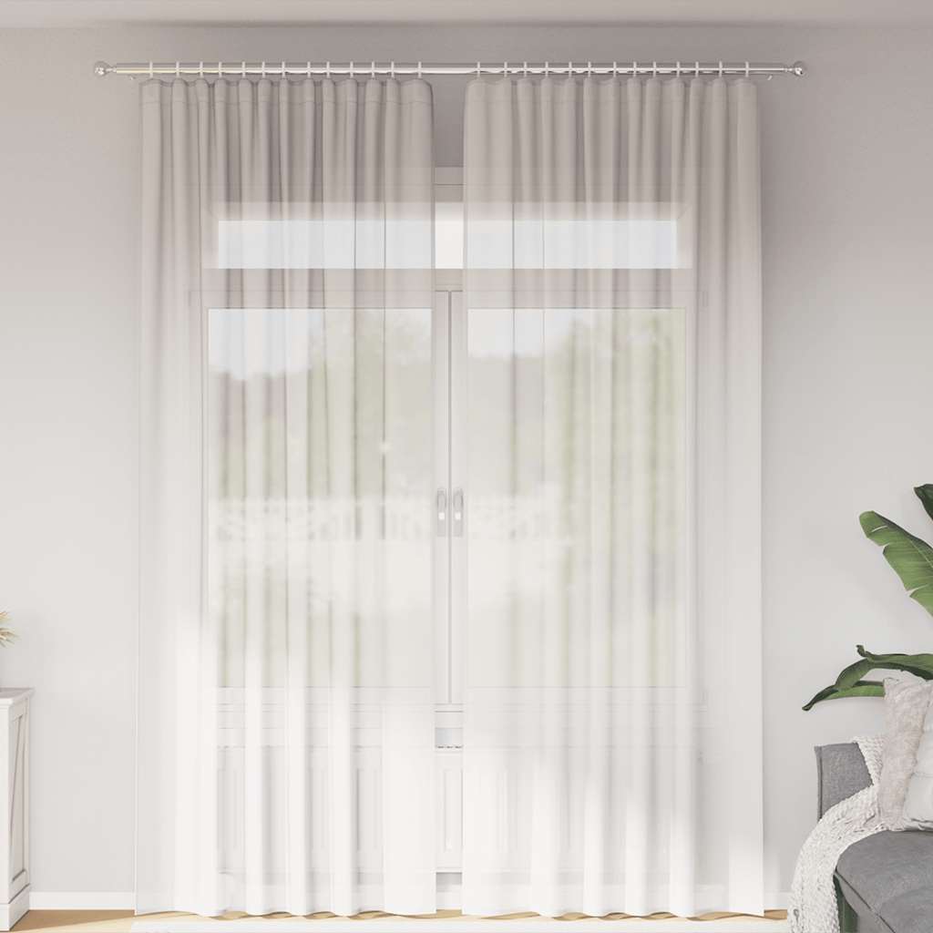 Voile gardiner med stanglommer 2 stk hvit
