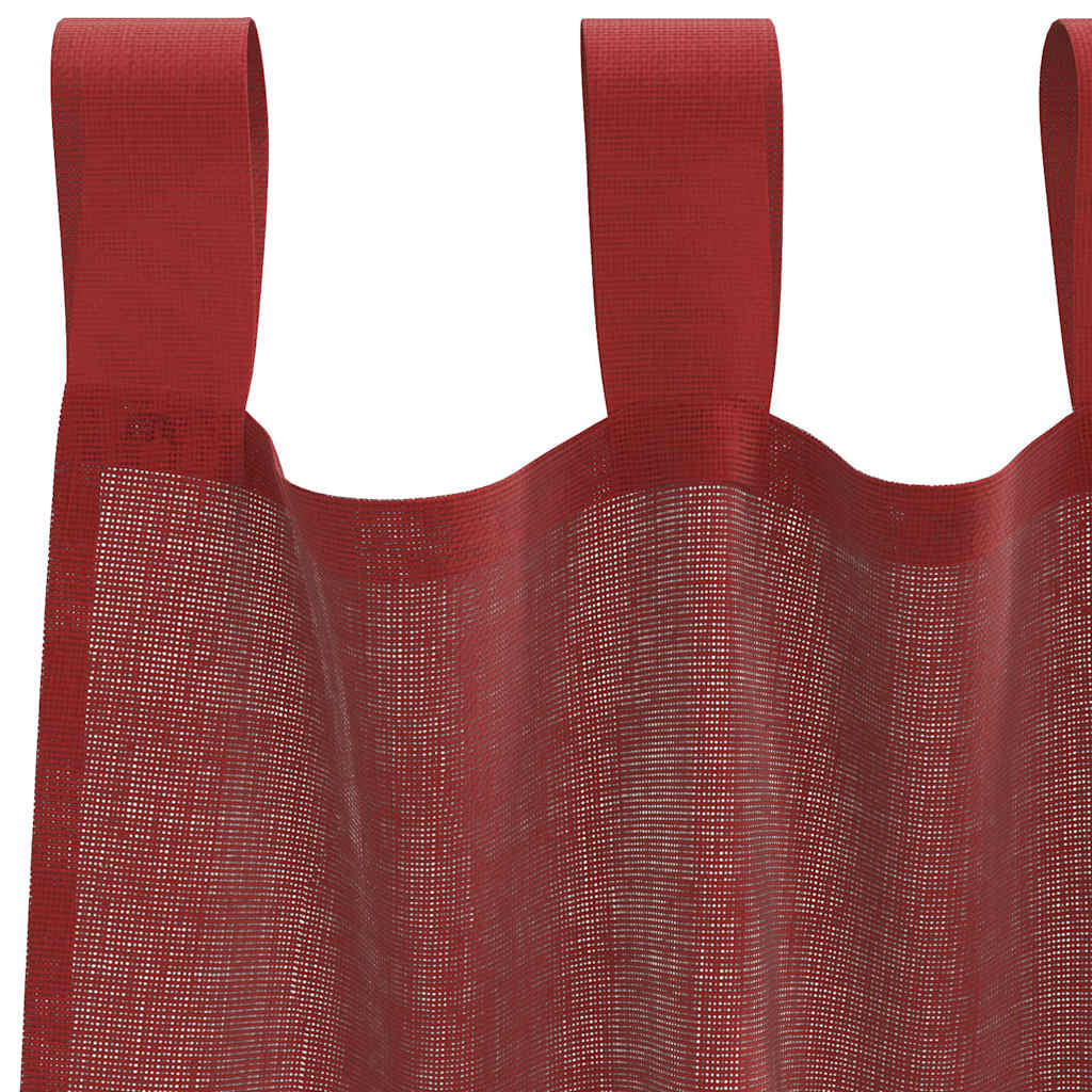Voile gardiner med stanglommer 2 stk vinrød