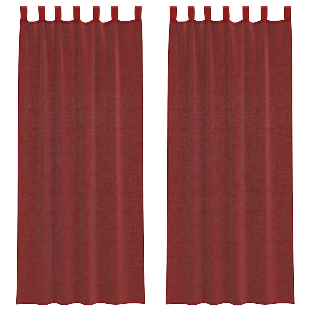 Voile gardiner med stanglommer 2 stk vinrød