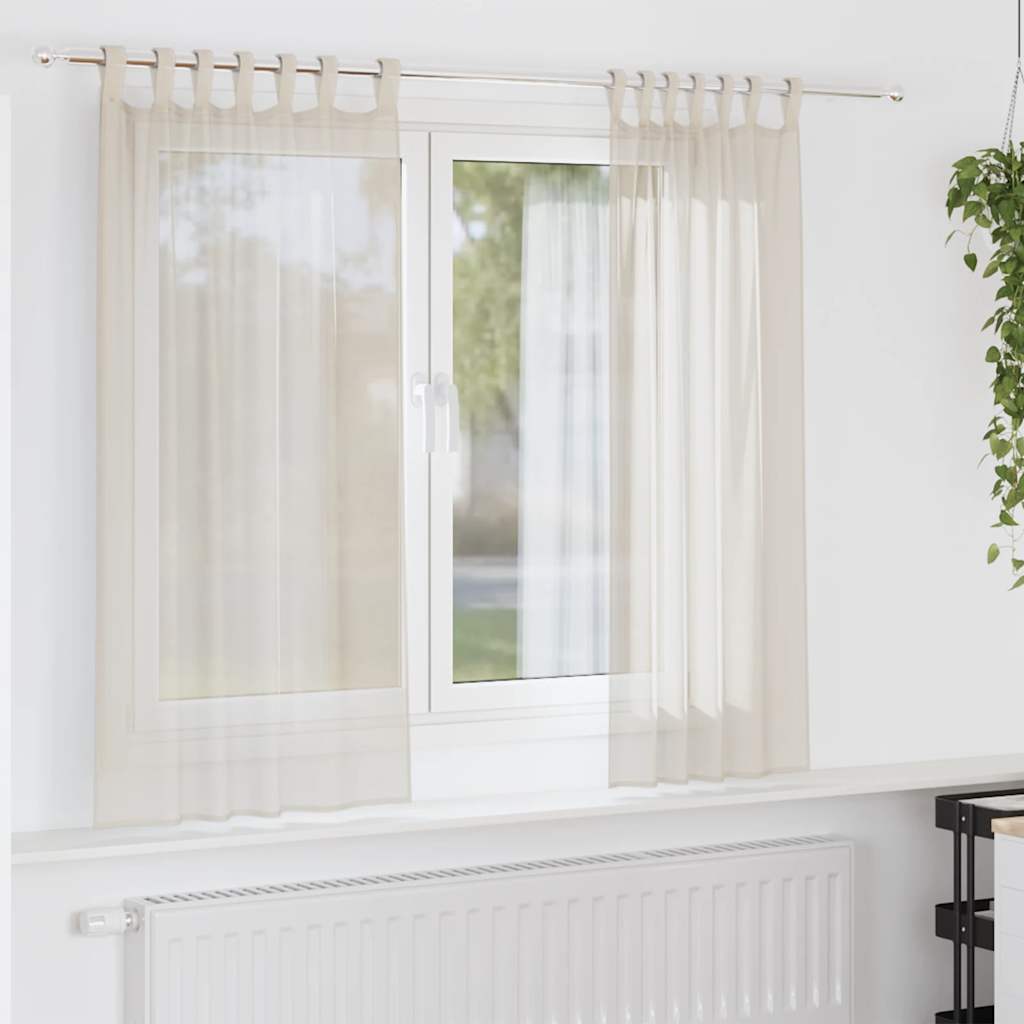 Voilegardiner med fanetopp 2 stk krem vidaXL