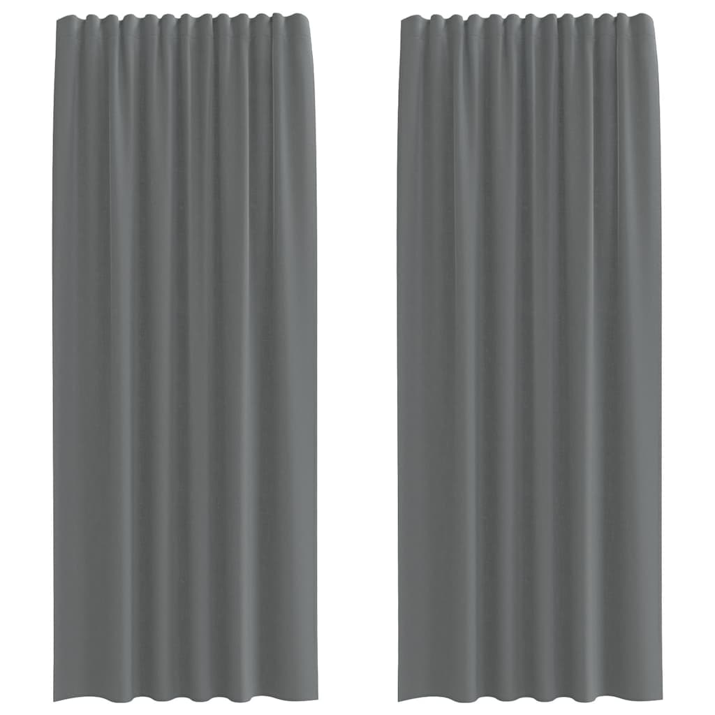 Voilegardiner med hemper 2 stk mørkegrå 140x245 cm