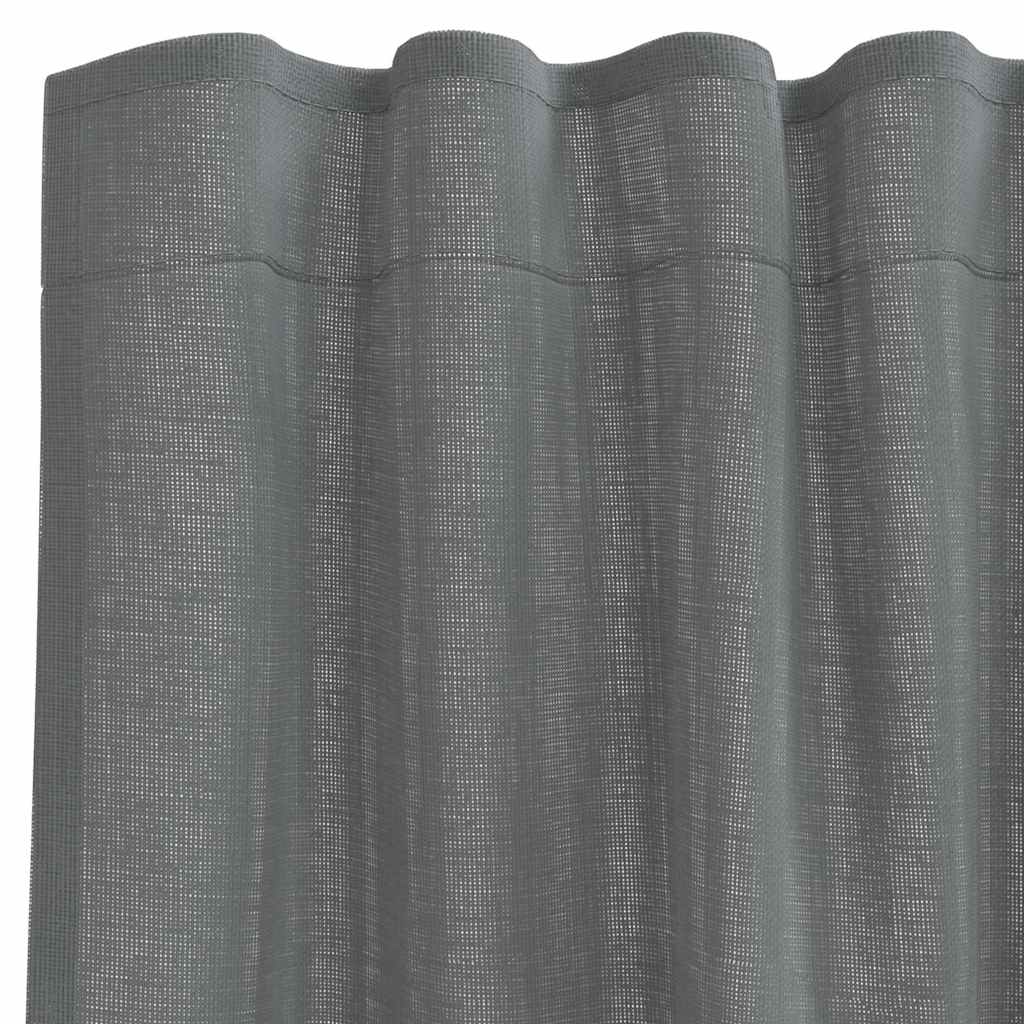 Voilegardiner med hemper 2 stk mørkegrå 140x245 cm