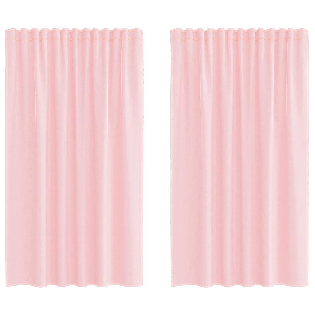 Voilegardiner med hemper 2 stk lyserosa 140x140 cm