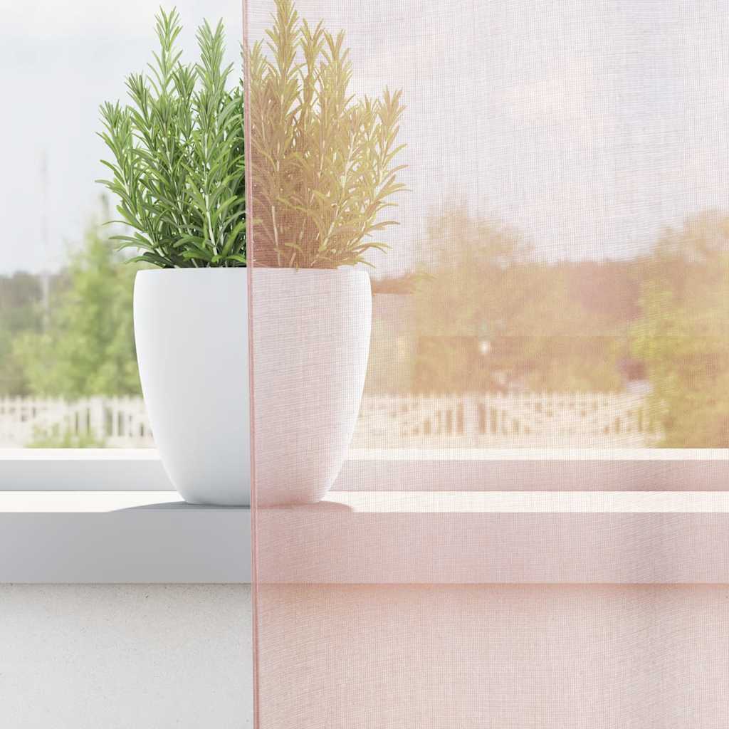Voilegardiner med hemper 2 stk lyserosa 140x140 cm