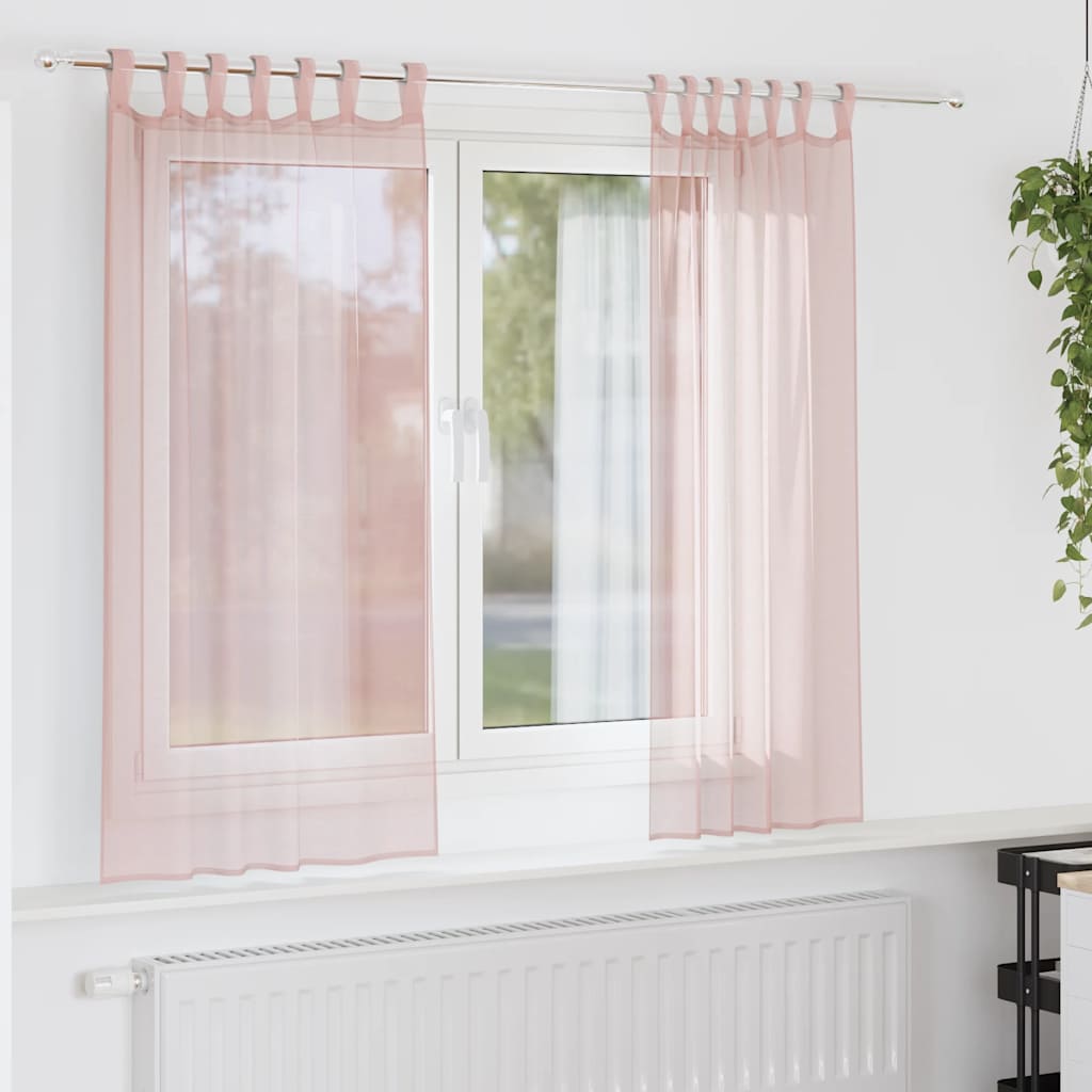 Voilegardiner med hemper 2 stk lyserosa 140x175 cm
