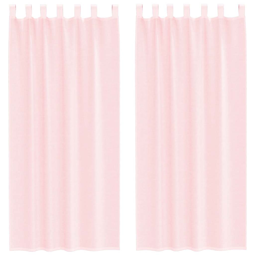 Voilegardiner med hemper 2 stk lyserosa 140x225 cm