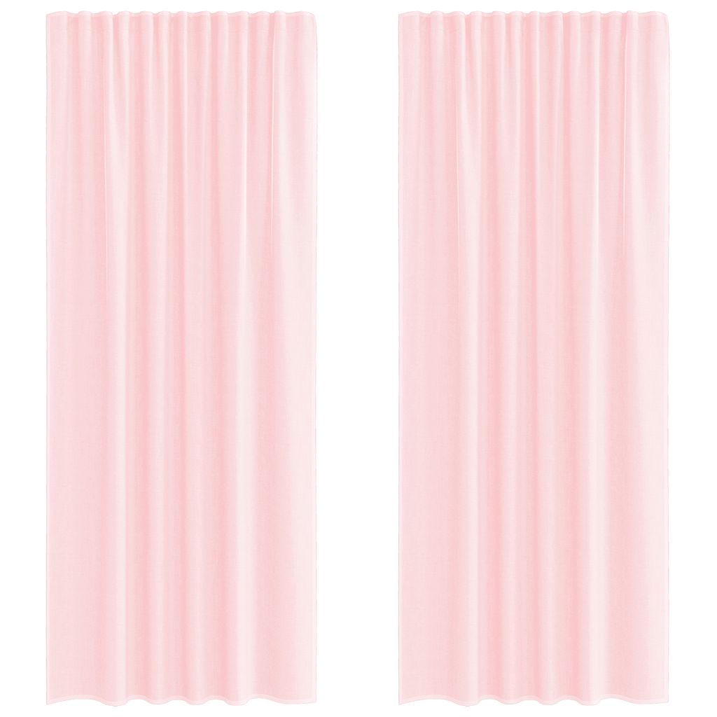Voilegardiner med hemper 2 stk lyserosa 140x245 cm