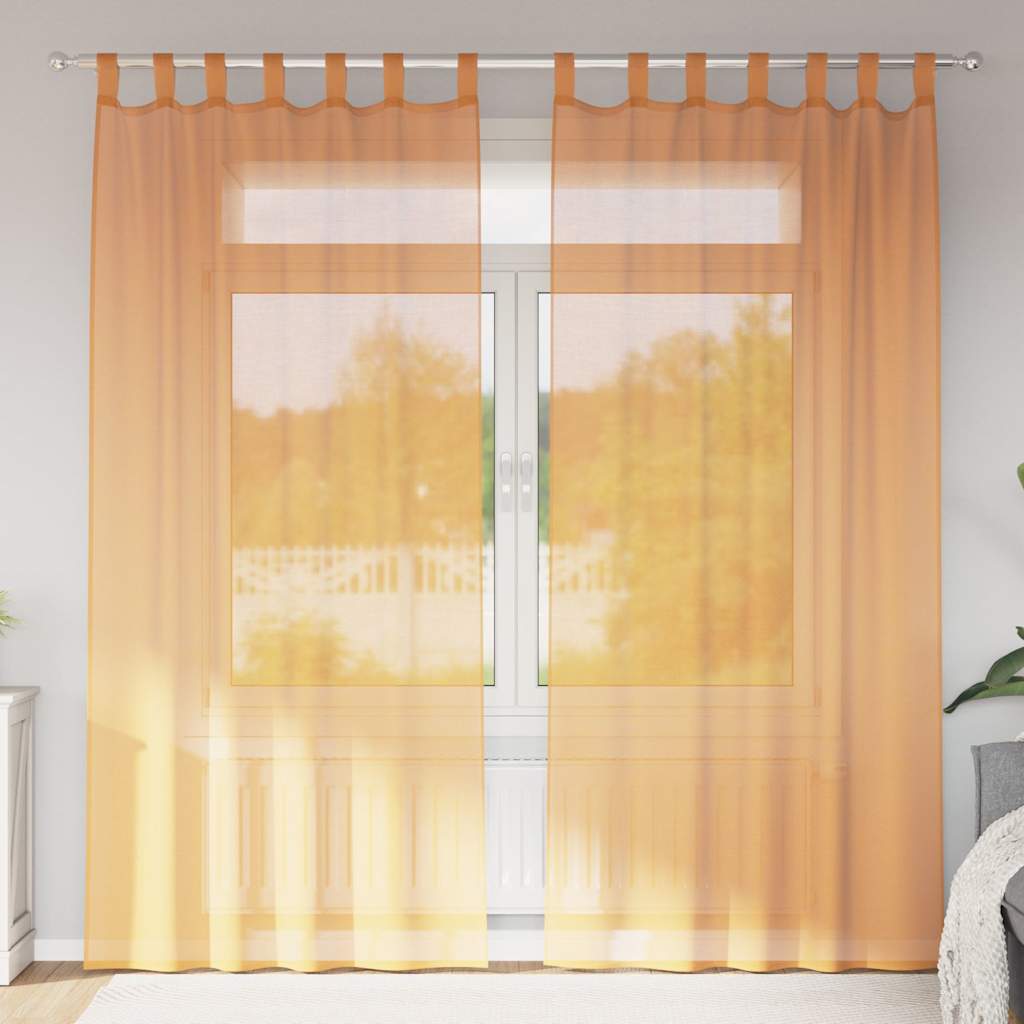 Voilegardiner med hemper 2 stk oransje 140x225 cm vidaXL