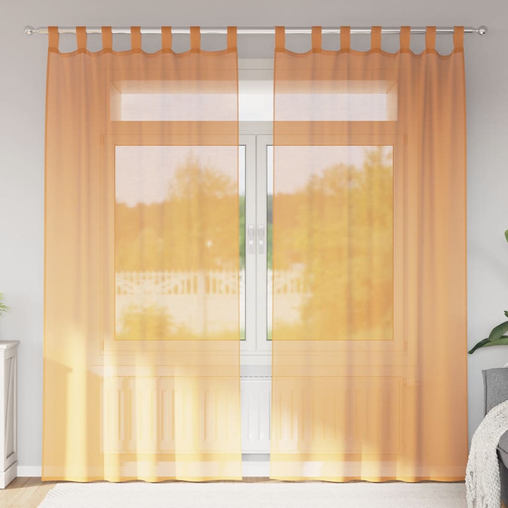 Voilegardiner med hemper 2 stk oransje 140x245 cm vidaXL
