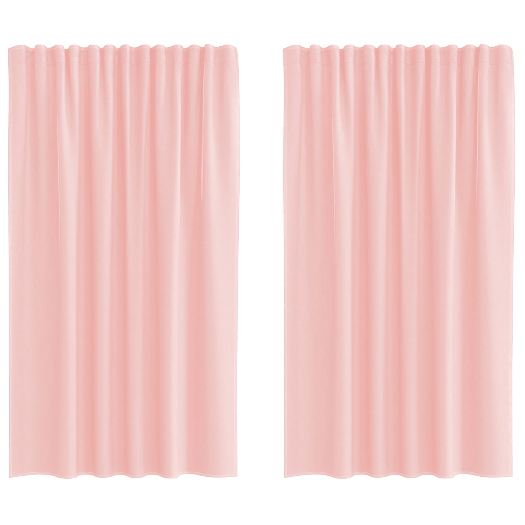 Voilegardiner med hemper 2 stk rosa 140x140 cm