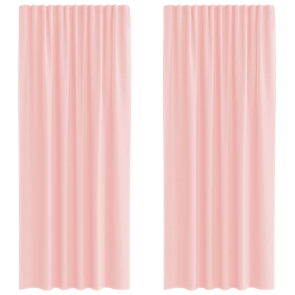 Voilegardiner med hemper 2 stk rosa 140x245 cm