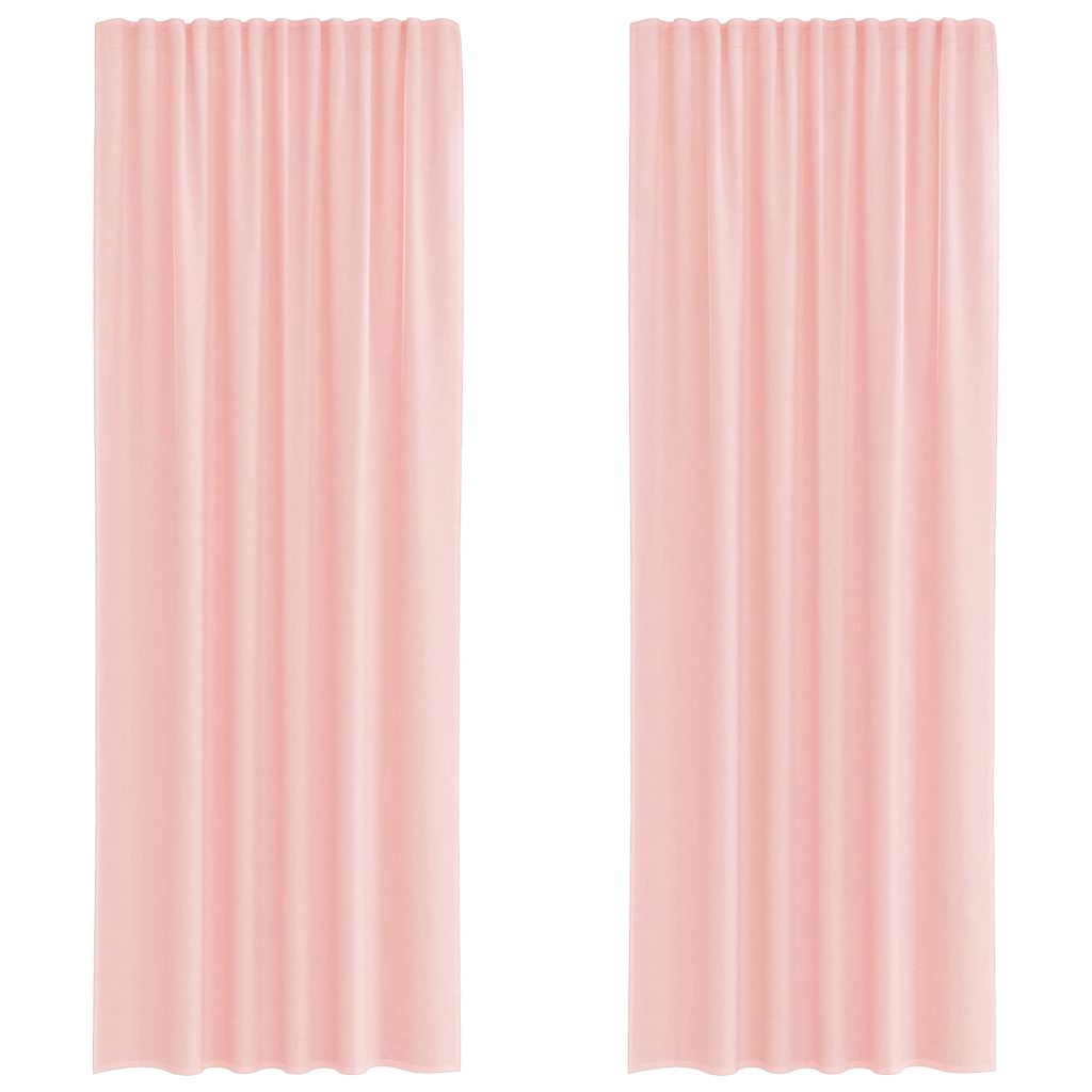 Voilegardiner med hemper 2 stk rosa 140x260 cm