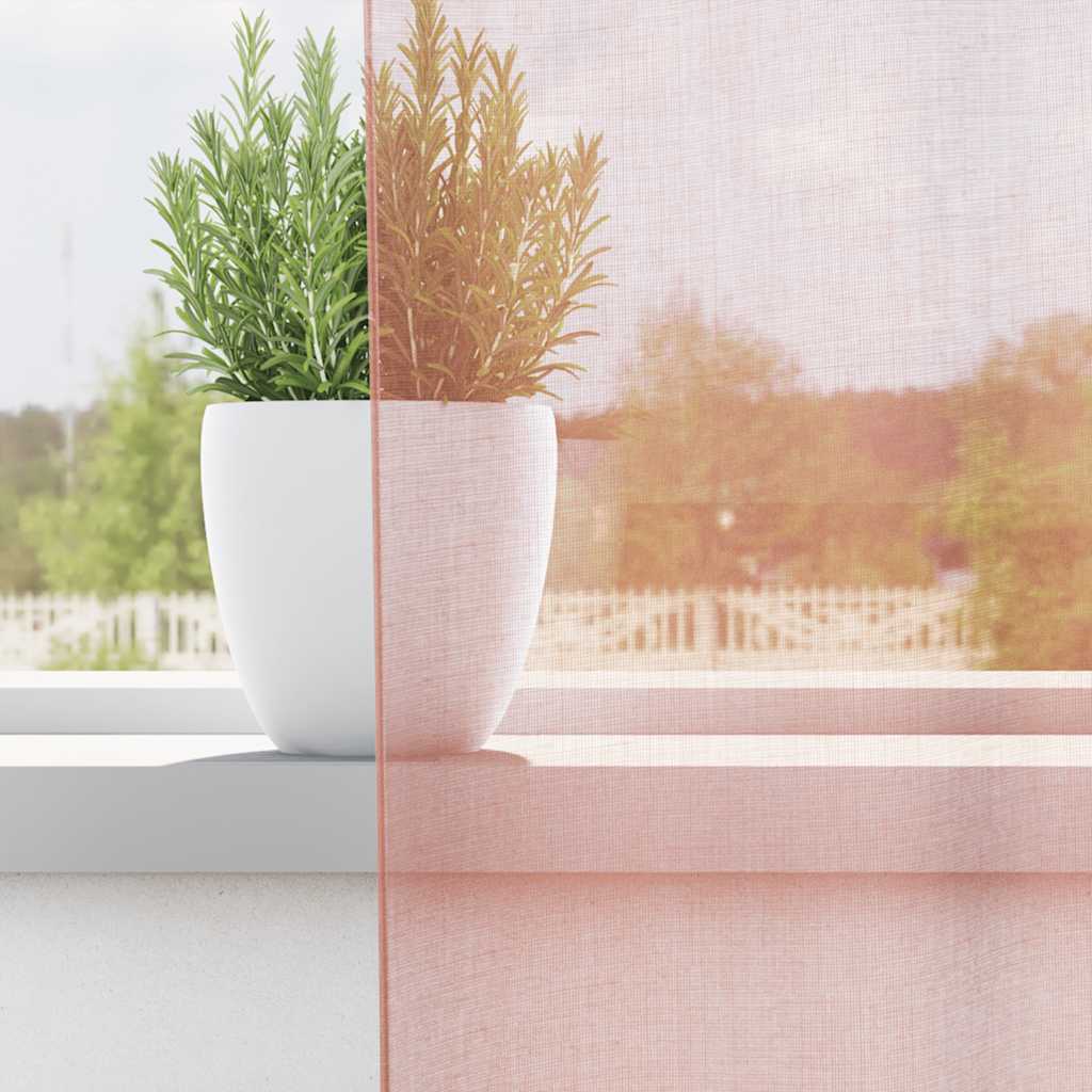 Voilegardiner med hemper 2 stk rosa 140x260 cm