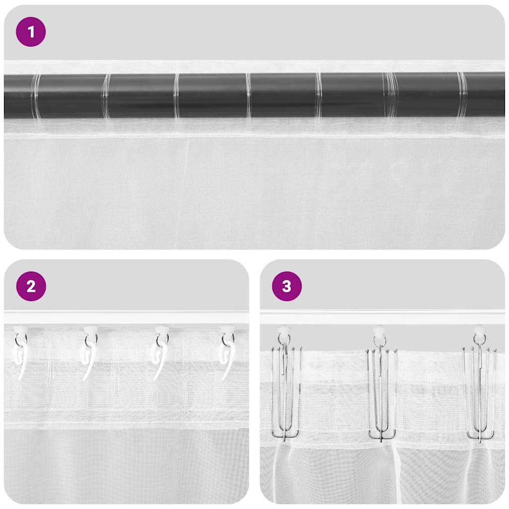 Voilegardiner med hemper 2 stk lilla 140x175 cm