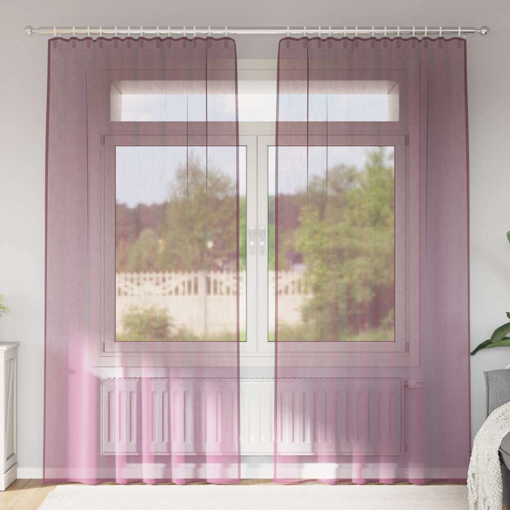 Voilegardiner med hemper 2 stk lilla 140x225 cm